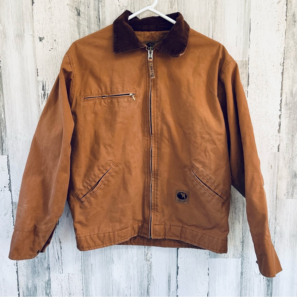 Berne Men’s Duck Canvas Lined Full Zip Detroit Style Jacket Size Medium